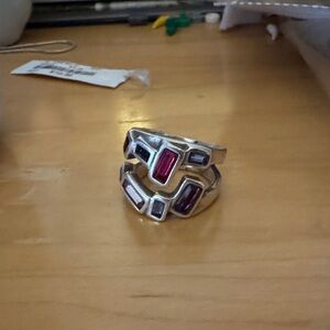 UNO de 50 Silver Ring with Purple and Red Accents